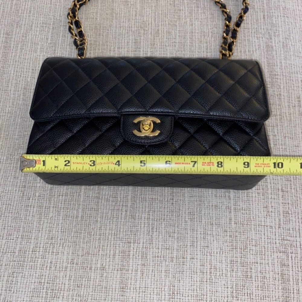 Chanel Classic Double Flap Quilted Caviar Gold-tone Medium Black NEW WITH TAGS - Picture 14 of 16